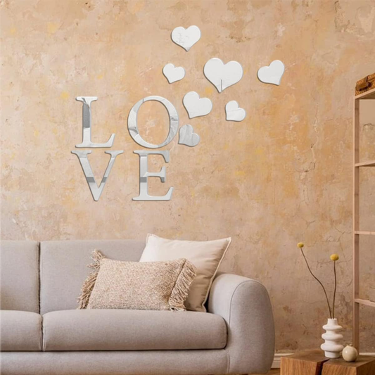 Love & Heart Acrylic Wall Decoration