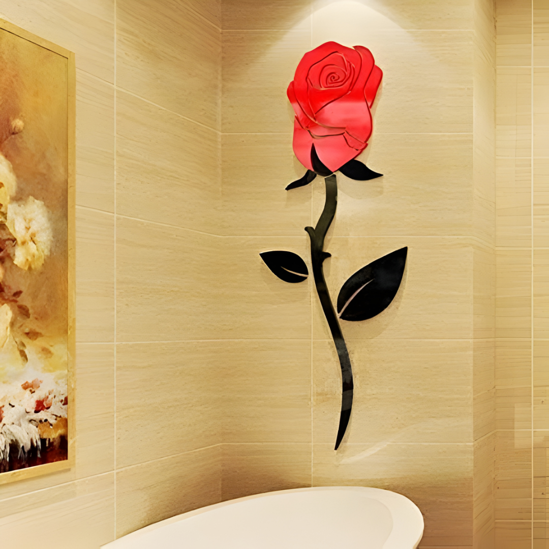 |Romantic 3D Acrylic Rose Flower Wall Art