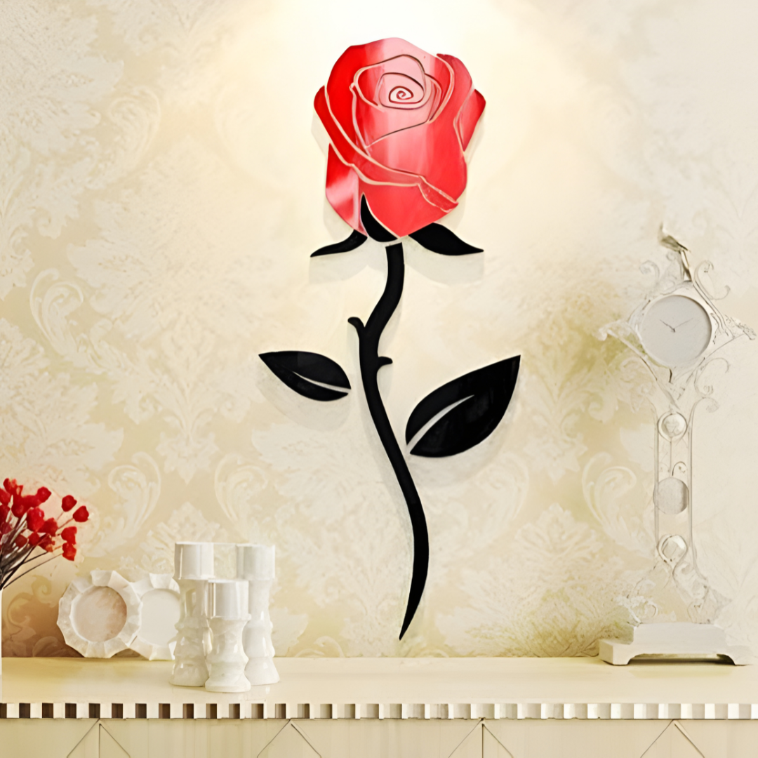 |Romantic 3D Acrylic Rose Flower Wall Art