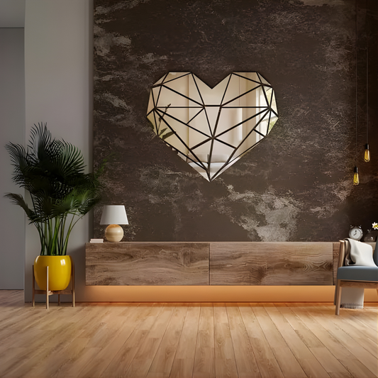 Shiny Acrylic Heart Mirror Wall Stickers