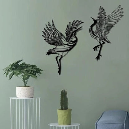 Elegant Flying Crane Acrylic Wall Art Set