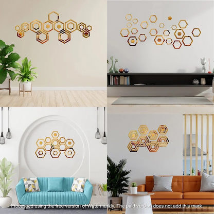 Acrylic Hexagon Rings Mirror Wall Decor