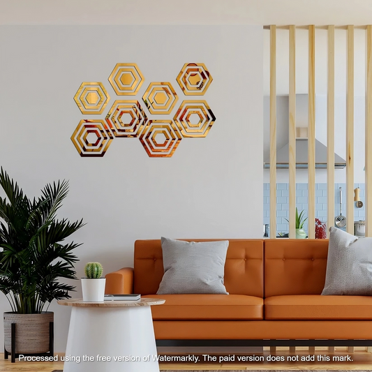 Acrylic Hexagon Rings Mirror Wall Decor