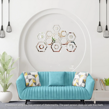 Acrylic Hexagon Rings Mirror Wall Decor