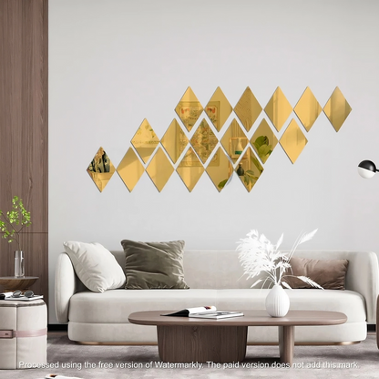 Acrylic Rhombus Mirror Wall Decor