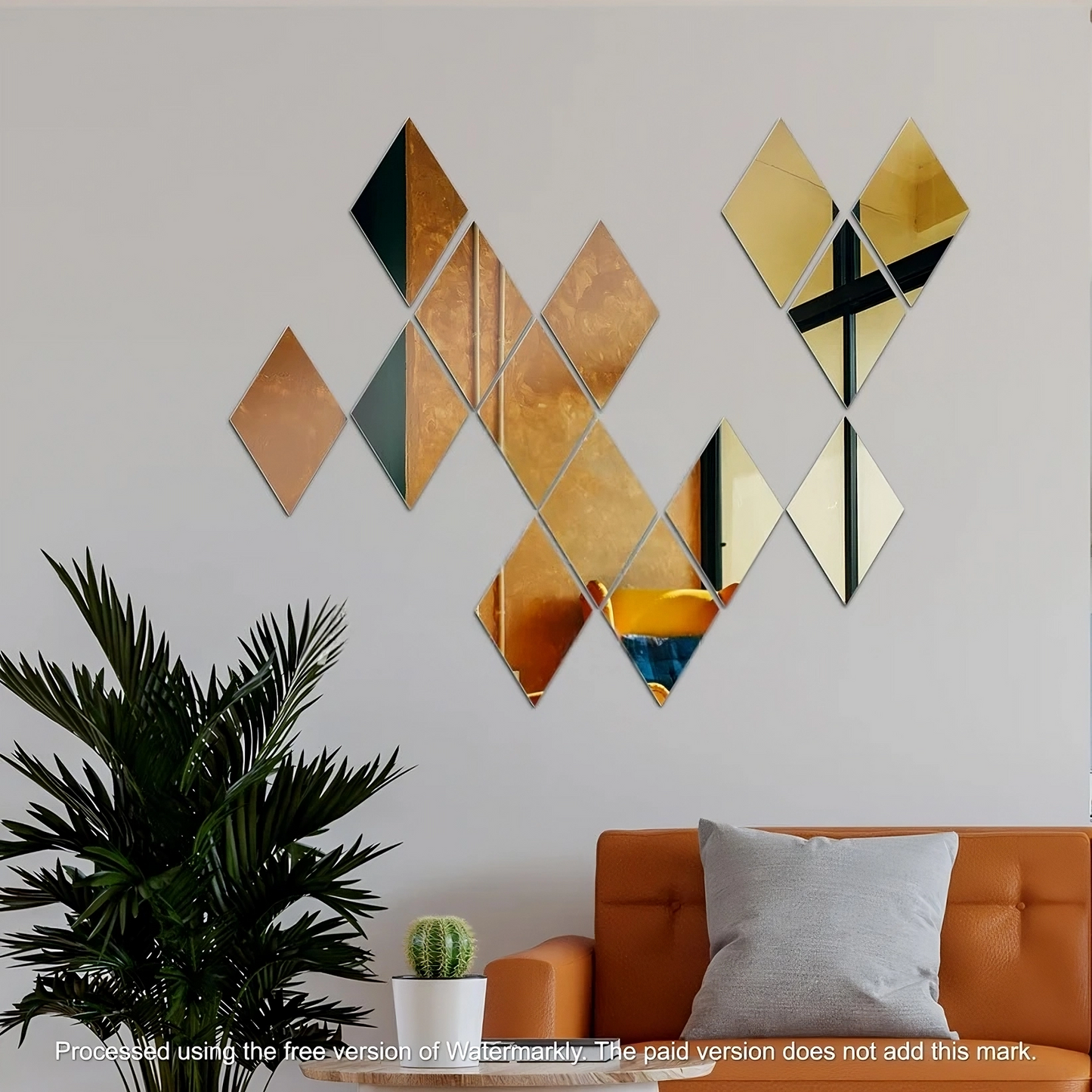 Acrylic Rhombus Mirror Wall Decor