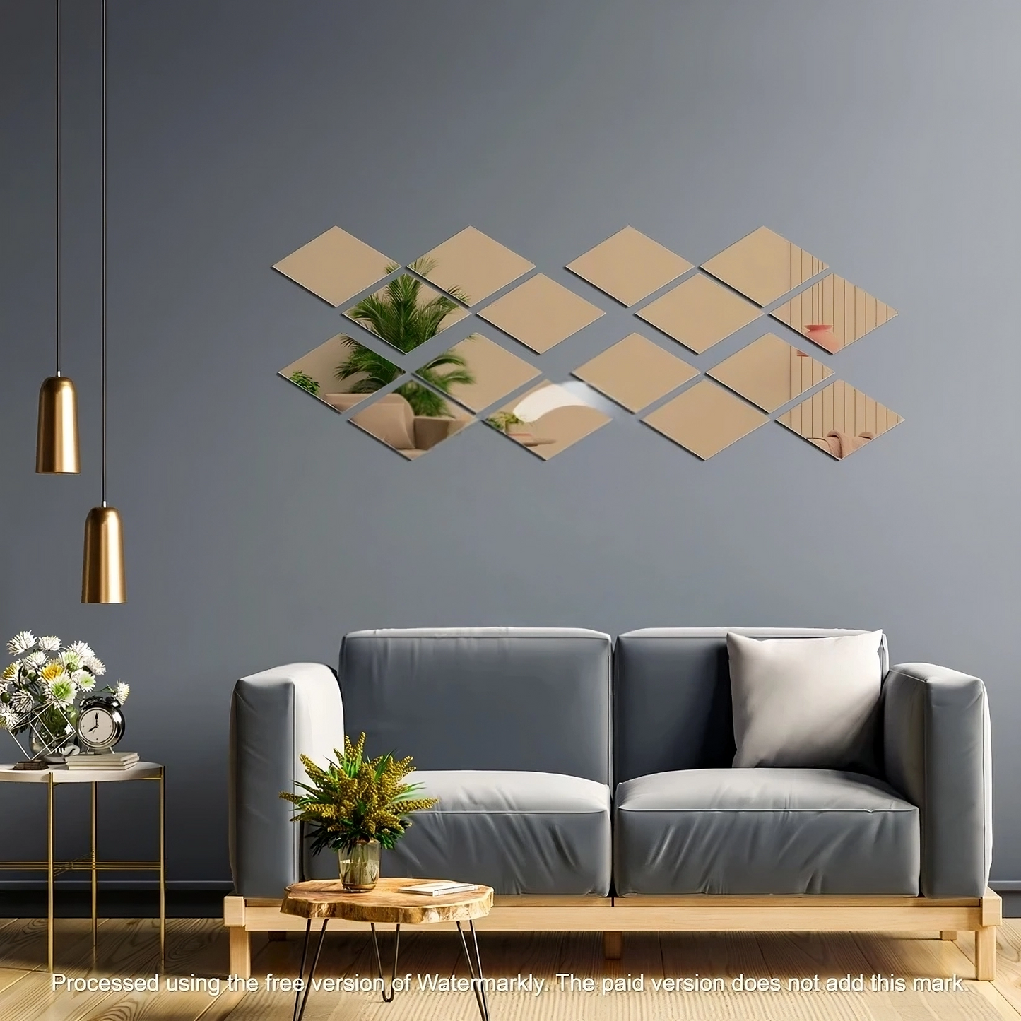 Acrylic Rhombus Mirror Wall Decor