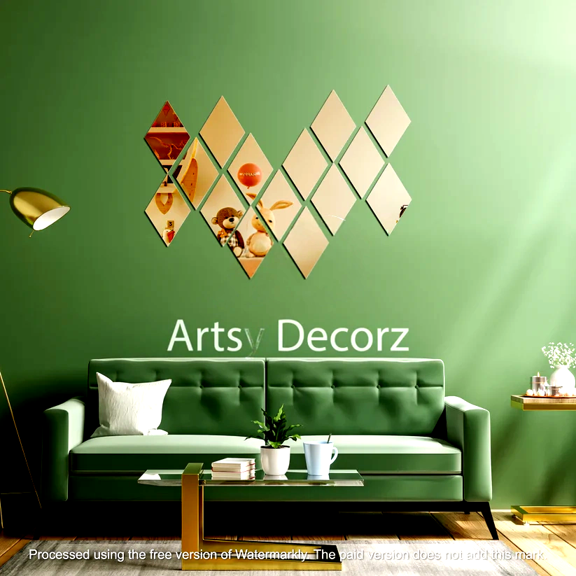 Acrylic Rhombus Mirror Wall Decor