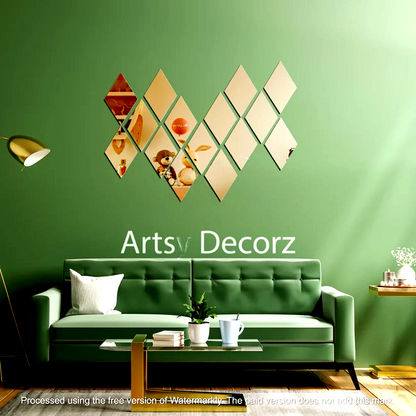 Acrylic Rhombus Mirror Wall Decor