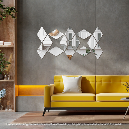 Acrylic Rhombus Mirror Wall Decor