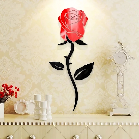 Acrylic Rose Red N Black Wall Art - AWA-001