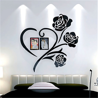 Acrylic Love Heart Flowers with Frames Wall Decor For Home and Office - AWA-012