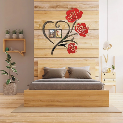Acrylic Love Heart Flowers with Frames Wall Decor For Home and Office - AWA-012