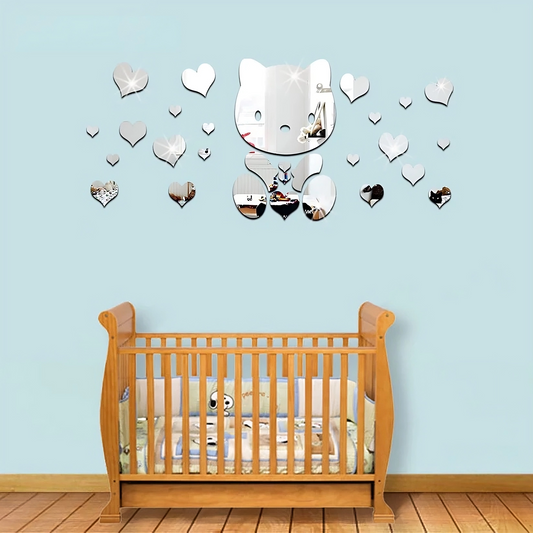 BEAR WITH HEARTS SILVER Wall Decor - AWA-002