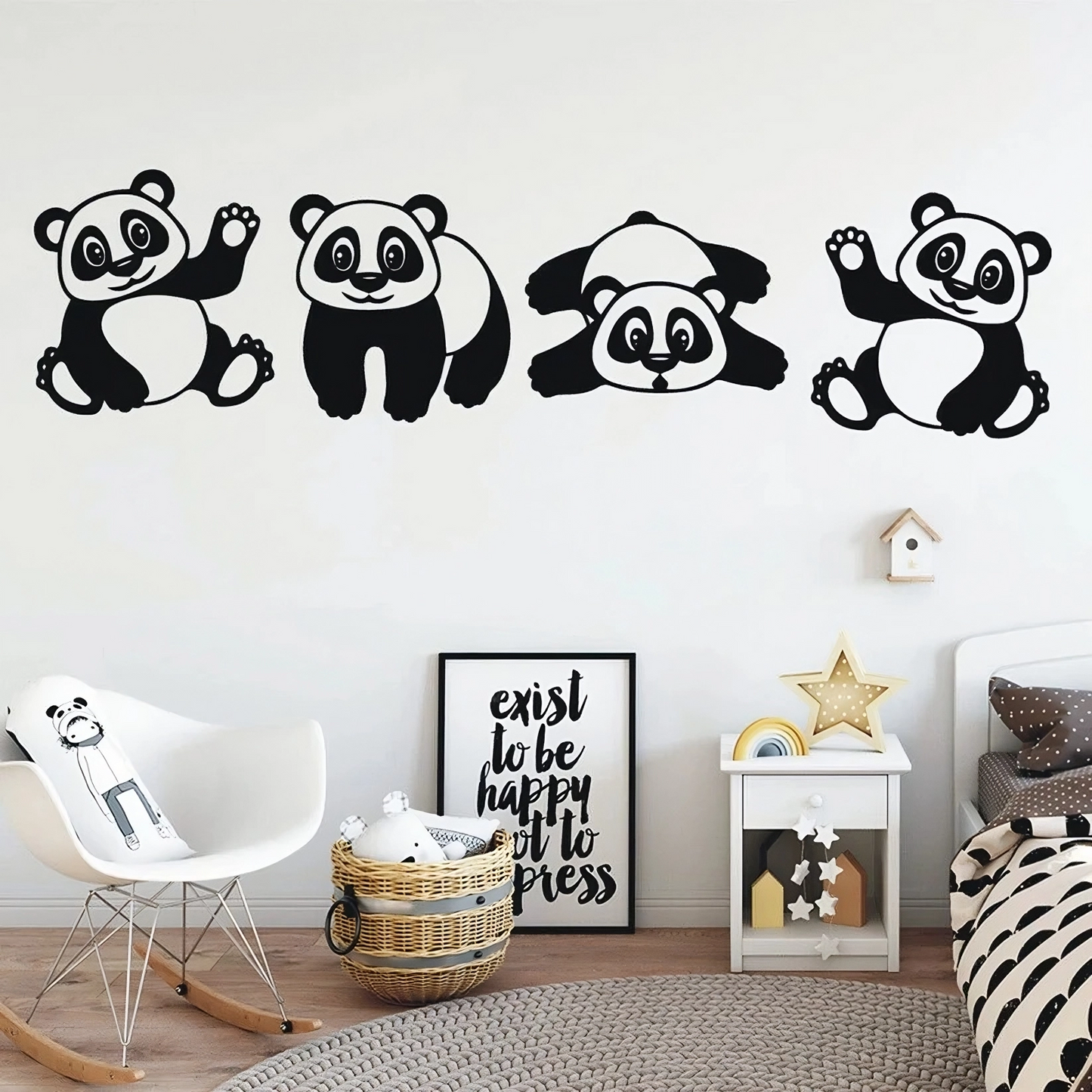 Acrylic Panda Baby Wall Decor For Kids Room - KWA-080